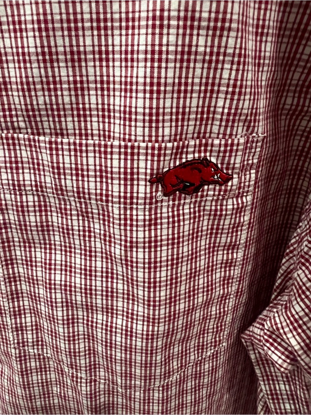 The Razorback Collection Men’s Arkansas Razorbacks Embroidered Plaid Button Down - Picture 3 of 5